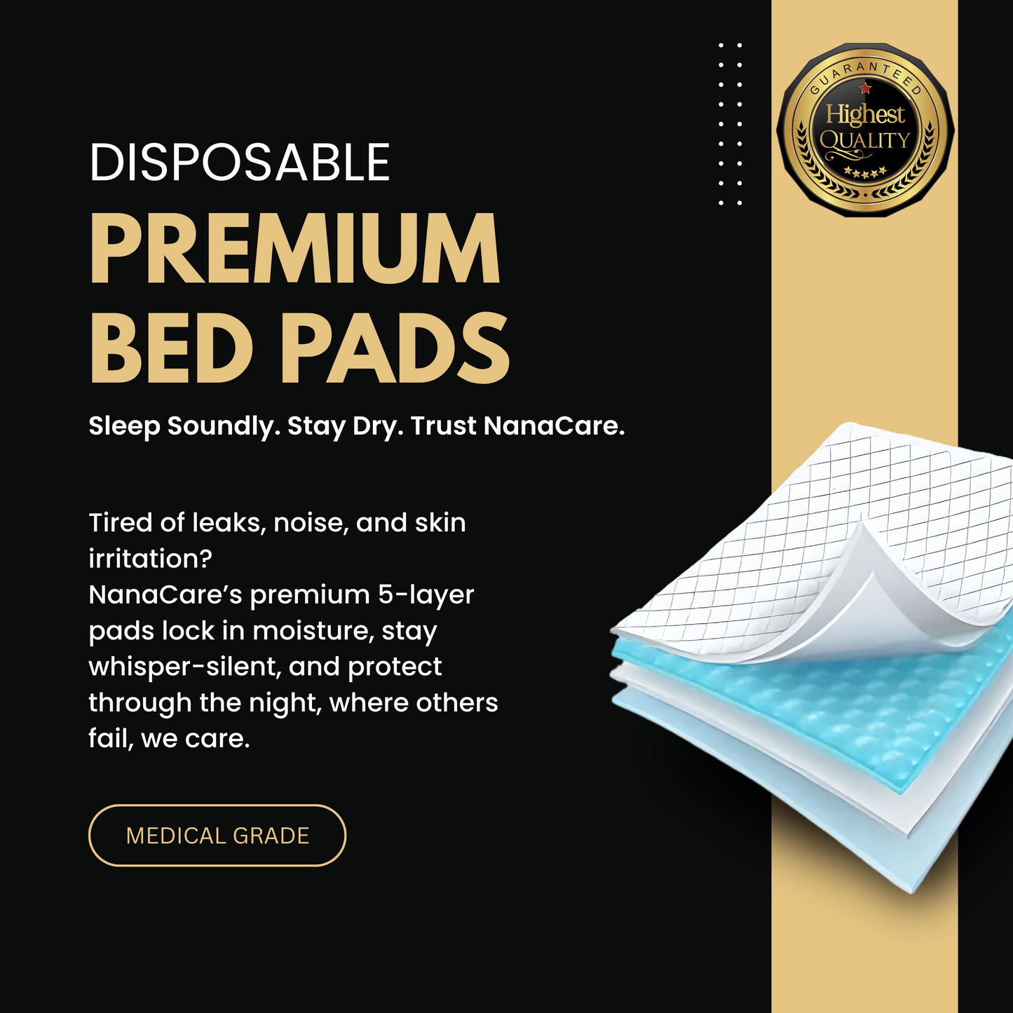 Incontinence Bed Pads Non-Slip 60 × 90 cm (15 Pack)