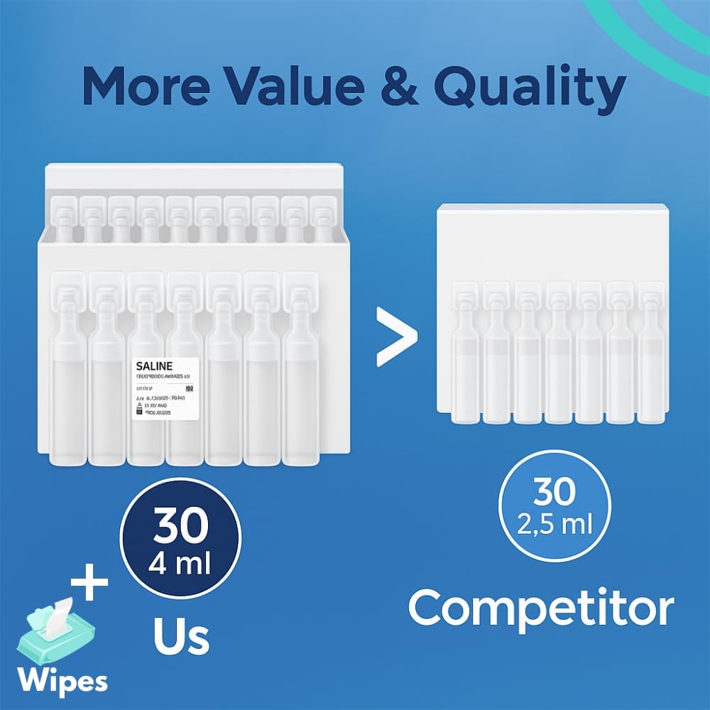 NanaCare Saline Solution 0.9% 30 x 2.5ml with 10  Cleaning wipes