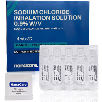 NanaCare Saline Solution 0.9% 30 x 2.5ml with 10  Cleaning wipes