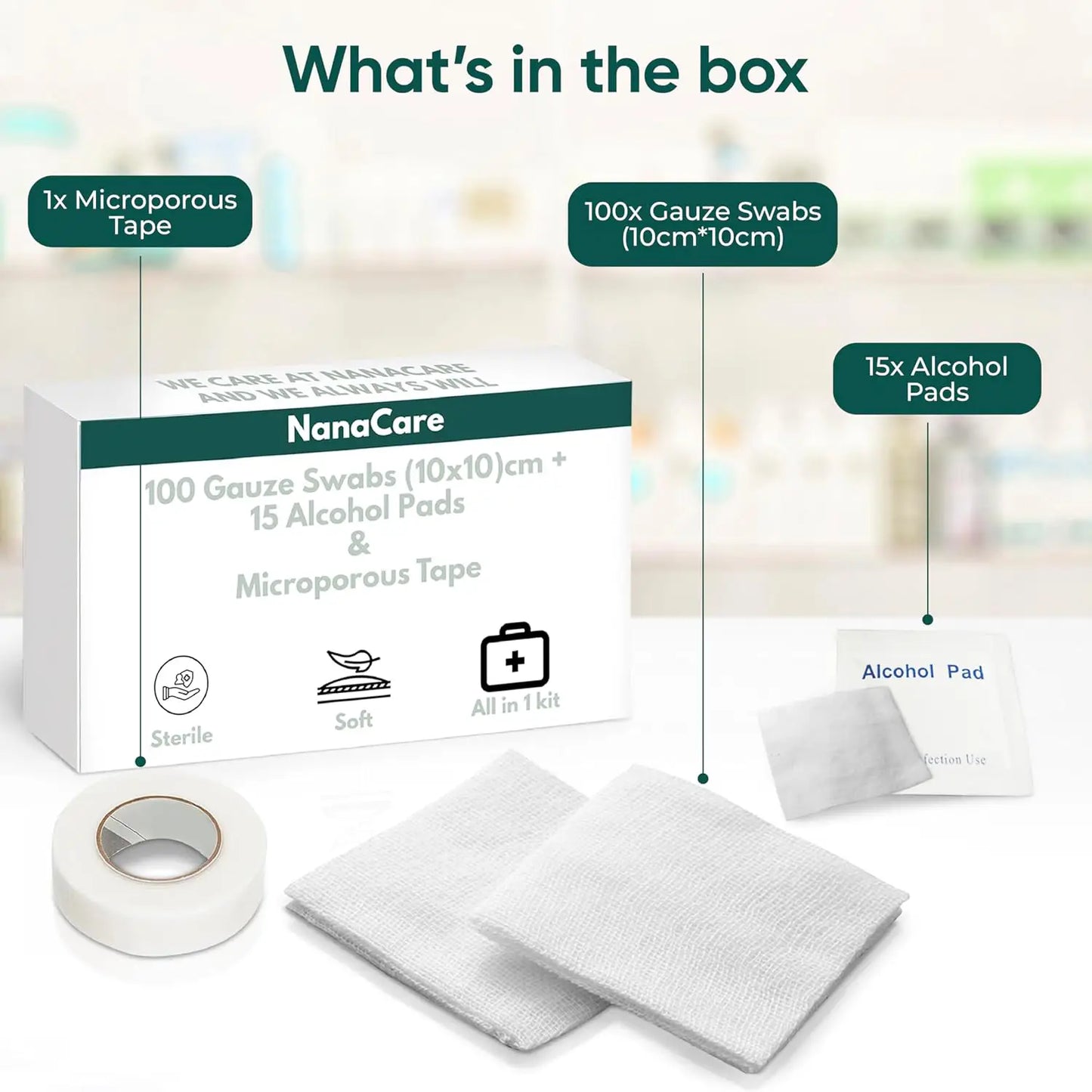 Sterile Gauze Pads Wound Care Kit