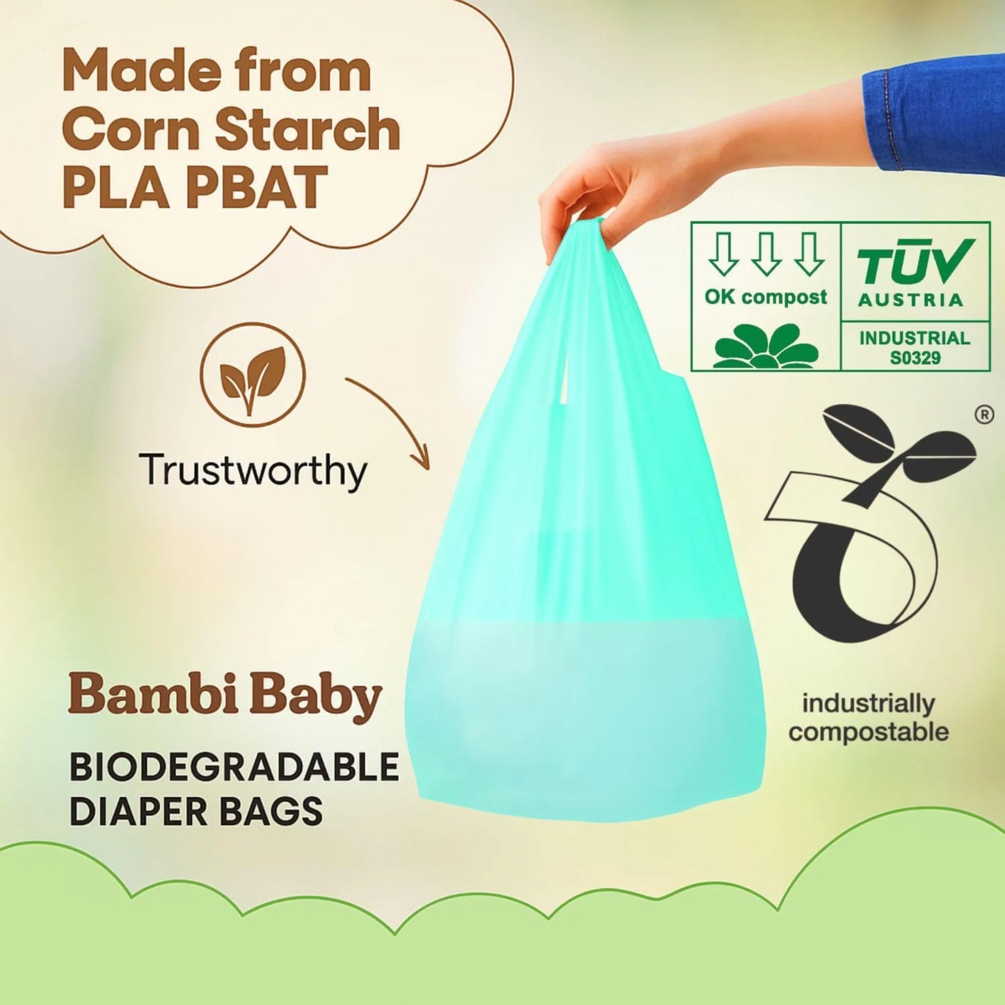Bambi Baby 100% Biodegradable Nappy Bags (300 pcs)